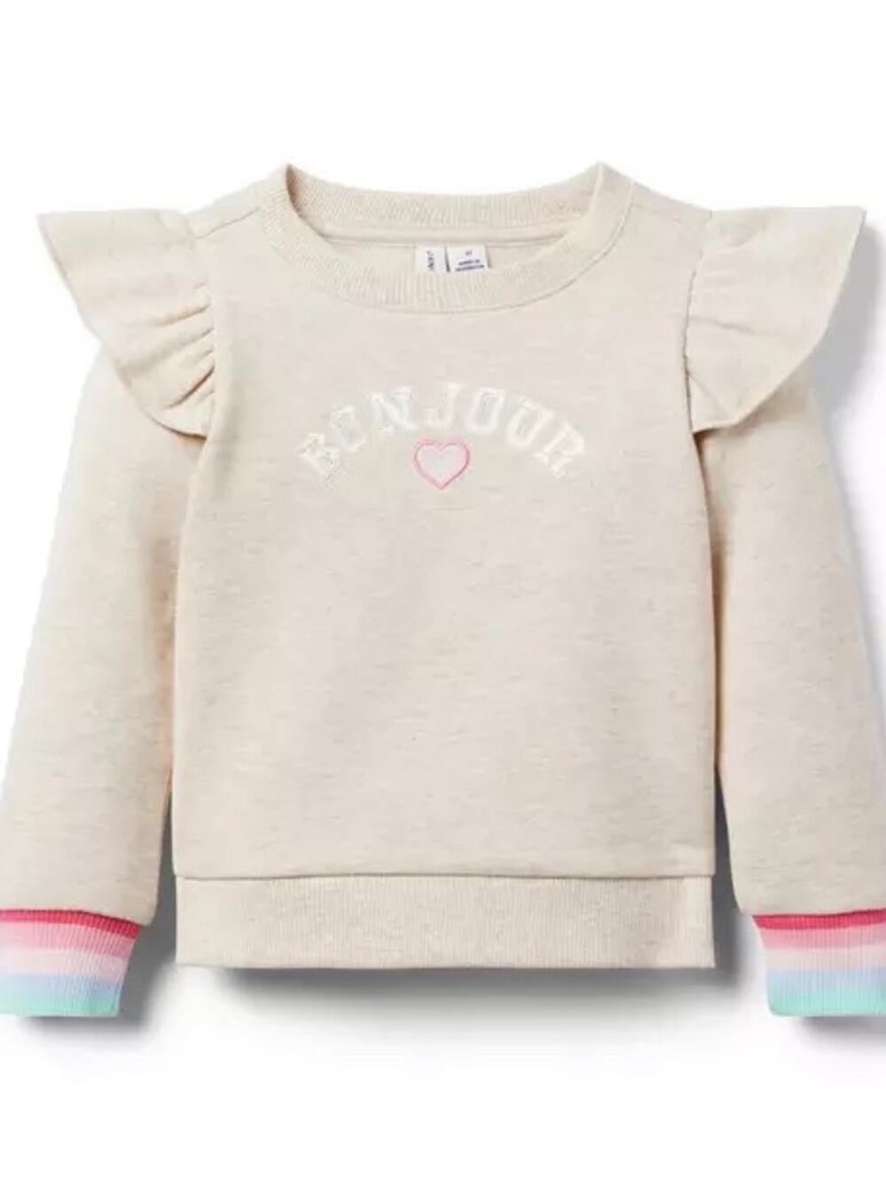 Janie and Jack - Bonjour Ruffle Shoulder Sweatshirt - Size 10